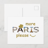 Paris Attraktionen Mehr Paris Bitte Golden Glitzer Postkarte (Vorne/Hinten)