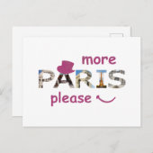 Paris Attraktionen Mehr Paris Bitte rosa Glitzer Postkarte (Vorne/Hinten)
