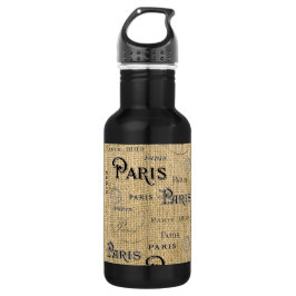 Paris auf Burlap Edelstahlflasche