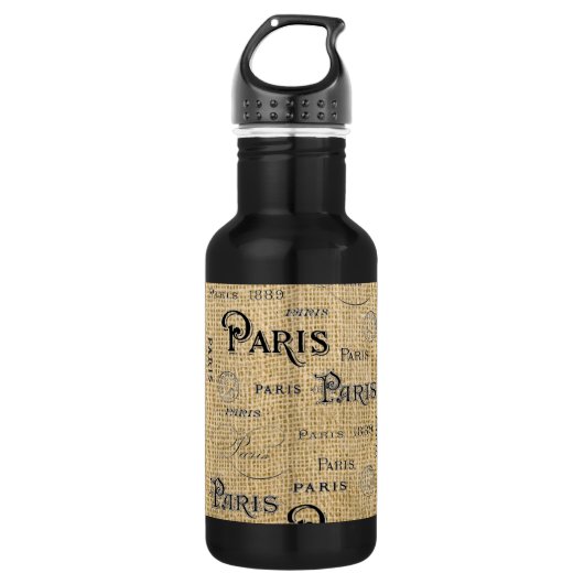Paris auf Burlap Edelstahlflasche (Vorderseite)