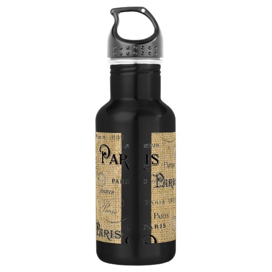 Paris auf Burlap Edelstahlflasche (Rückseite)