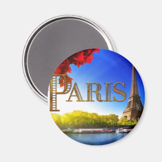 Paris auf der Seine Magnet (Vorderseite/Rückseite)