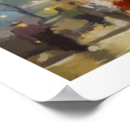 Paris auf einem Regentag Aquarellmalerei Poster (Ecke)