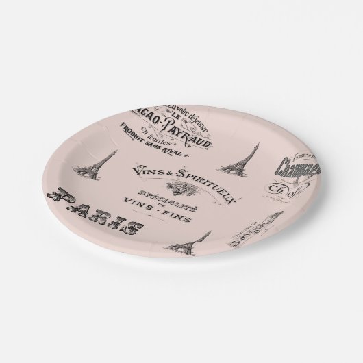 Paris-Aufkleber-Collagen-Franzose-Pappteller Pappteller (Schrägansicht)