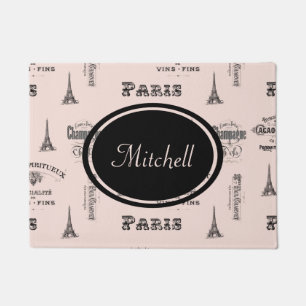 Paris-Aufkleber-französische rosa personalisierte Fußmatte