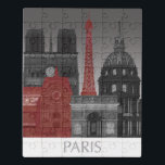 Paris-Aufzüge bis zum Nacht - Rot Puzzle<br><div class="desc">" Paris-Aufzüge durch Nachtrot" durch tolles flippiges.  Berühmte Sehenswürdigkeiten der Eigenschaften von Paris an der Nachtzeit in einem roten und grauen Farbentwurf.</div>
