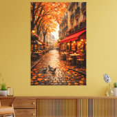 Paris Autumn Café Street – Warm Fall Canvas Art Leinwanddruck (Insitu (Wohnzimmer))