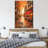 Paris Autumn Café Street – Warm Fall Canvas Art Leinwanddruck (Insitu (Schlafzimmer))