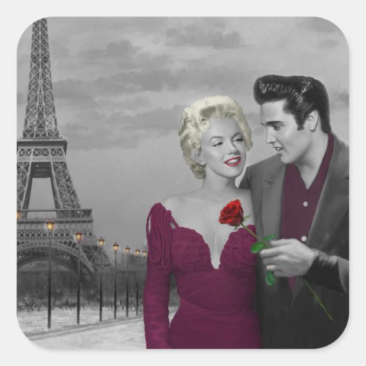 Paris B&W Quadratischer Aufkleber (Vorderseite)