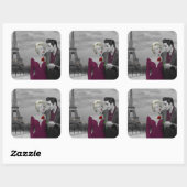 Paris B&W Quadratischer Aufkleber (Blatt)