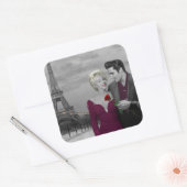 Paris B&W Quadratischer Aufkleber (Umschlag)