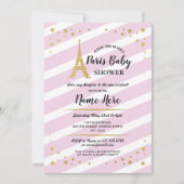Paris Baby Dusche Girl Gold Pink Eiffelturm Einladung (Vorderseite)