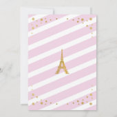 Paris Baby Dusche Girl Gold Pink Eiffelturm Einladung (Rückseite)
