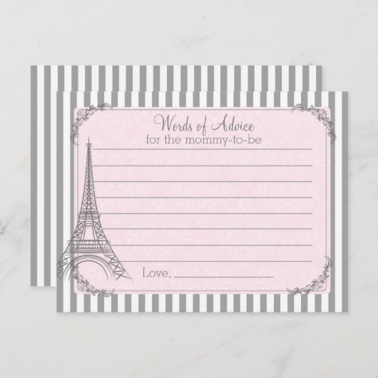 Paris Baby Shower Advice card für die Mutter Hinweiskarte (Vorne/Hinten)