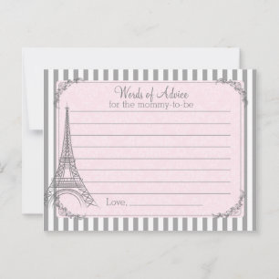 Paris Baby Shower Advice card für die Mutter Hinweiskarte