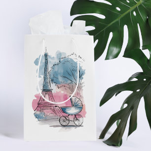 Paris Baby Shower Eiffelturm Geschlechtsneutral Mittlere Geschenktüte