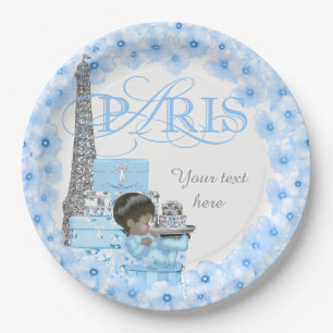 Paris Baby Shower Papier-Teller Ethnischer Junge B Pappteller