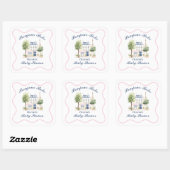 Paris Baby Shower Parisian Cafe Tea Party Quadratischer Aufkleber (Blatt)