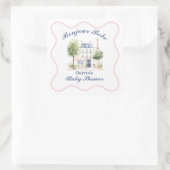 Paris Baby Shower Parisian Cafe Tea Party Quadratischer Aufkleber (Tasche)