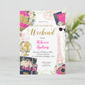 Paris Bachelorette Weekend Frankreich Einladung (Stehend Vorderseite)