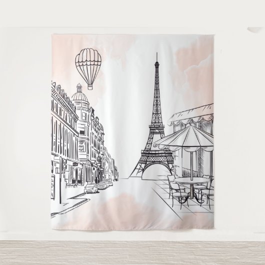 Paris backdrop pink french party banner birthday wandteppich (Vorderseite)