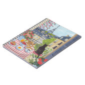 Paris Balcony Cat Breakfast Eiffel Tower Notebook Notizblock (Linke Seite)