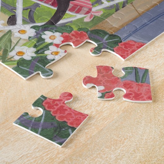 Paris Balcony Cat Breakfast Eiffel Tower Puzzle (Seite)