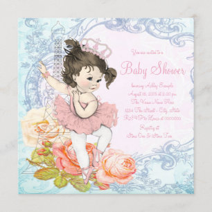 Paris Ballerina Baby Shower Einladung