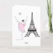 Paris Ballerina, Eiffelturm Rosa Ballett Geburtsta Karte (Rückseite)