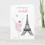 Paris Ballerina, Eiffelturm Rosa Ballett Geburtsta Karte (Vorderseite)