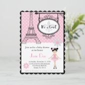 Paris Ballerina Einladung zum Duschen/Geburtstag (Stehend Vorderseite)