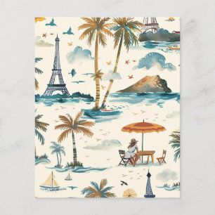 Paris Beach Wasserfarbe Ziel Scrapbook Papier