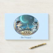 Paris bei den Nachtnotizen 10" x 6" - Happy Post-it Klebezettel (Auf Schreibtisch)