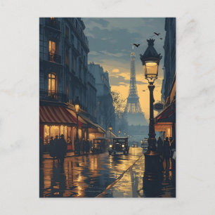 Paris bei Nacht: Eiffelturm-Glanz Vintage Postkarte