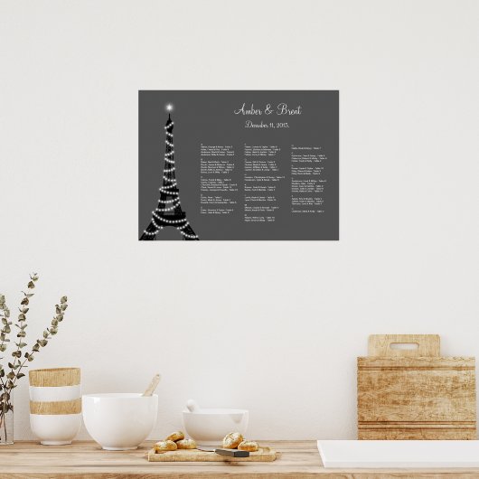 Paris bei Nachtsitzkarte Poster (Küche)