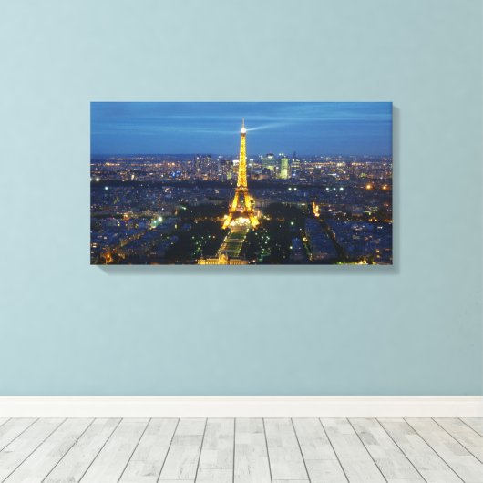 Paris bei Night Aerial Panorama Print Leinwand (Insitu (Holzboden))