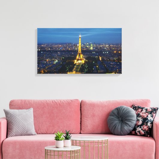Paris bei Night Aerial Panorama Print Leinwand (Insitu (Wohnzimmer))