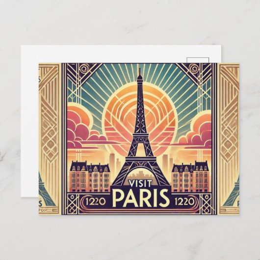 Paris besuchen postkarte (Vorne/Hinten)