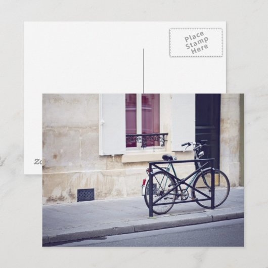 Paris Bicycle Postcard Postkarte (Vorne/Hinten)