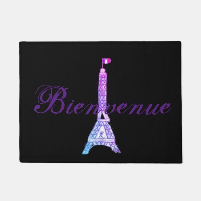 Paris Bienvenue Welcome Mat Fußmatte (Vorderseite)