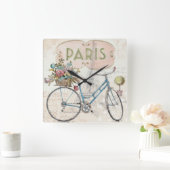 Paris Bike Quadratische Wanduhr (Zuhause)