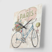 Paris Bike Quadratische Wanduhr (Winkel)