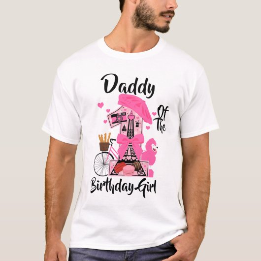 Paris Birthday Girl Daddy | Eiffelturm T-Shirt (Vorderseite)