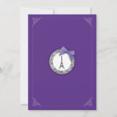 Paris Birthday Girl's Lila Eiffelturm Einladung (Rückseite)