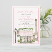 Paris Birthday Pariser Café Einladung (Stehend Vorderseite)