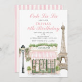 Paris Birthday Pariser Café Einladung (Vorne/Hinten)