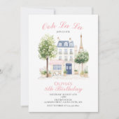 Paris Birthday Pariser Café - Wine Bar Party Einladung (Vorderseite)