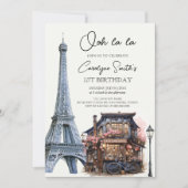 Paris Birthday Parisian Café Party Einladung (Vorderseite)