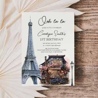 Paris Birthday Parisian Café Party Einladung