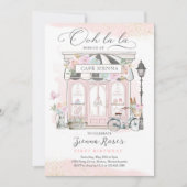 Paris Birthday Parisian Café Party Einladung (Vorderseite)